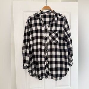 Black and White Checkered Button-Up Shirt